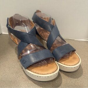 Born Jayla Blue Combo Leather Strappy Women’s Sandals 10M